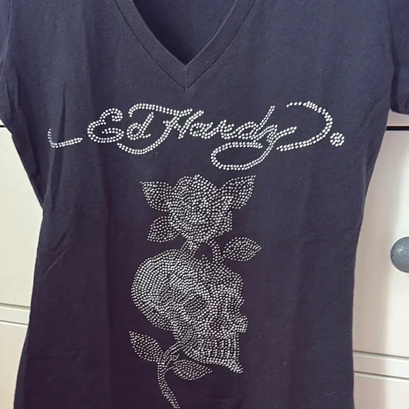 Ed Hardy Black V-Neck Women's Top - Picture 8 of 8